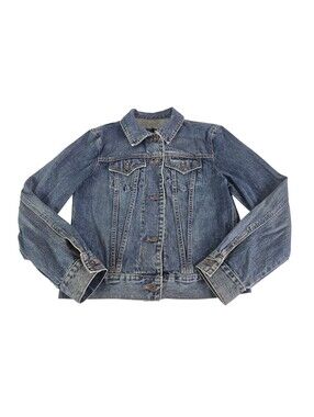 Vintage Gap Blue Jeans Denim Trucker Jacket Medium Wash 100% Cotton Western Y2K